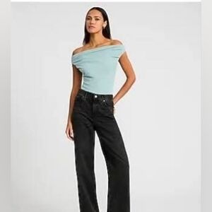 NWT Express Bodysuit Teal Off The Shoulder Strapless